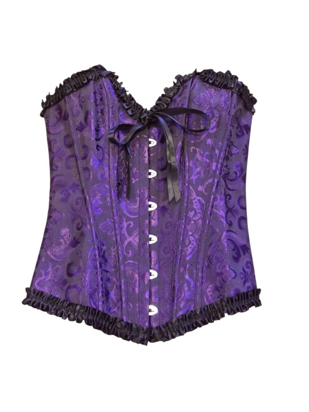 Purple Goth Renaissance Damask Overbust Lace-up Corset Bustier
